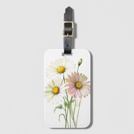 Daisy Waterverf Flower Modern Professional Bagagelabel (Voorkant (verticaal))