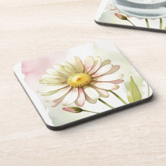 Daisy Waterverf Flower Modern Professional Bier Onderzetter (Linkerzijde)