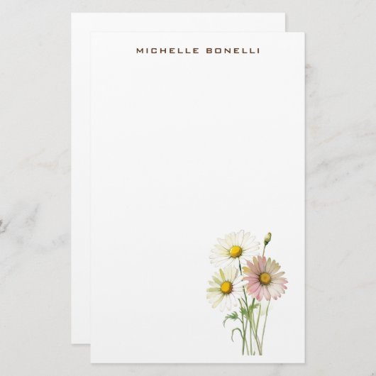 Daisy Waterverf Flower Modern Professional Briefpapier (Voorkant / Achterkant)