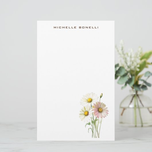 Daisy Waterverf Flower Modern Professional Briefpapier (Staand voorkant)