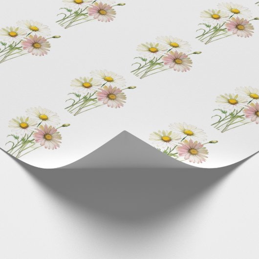 Daisy Waterverf Flower Modern Professional Cadeaupapier (Hoek)