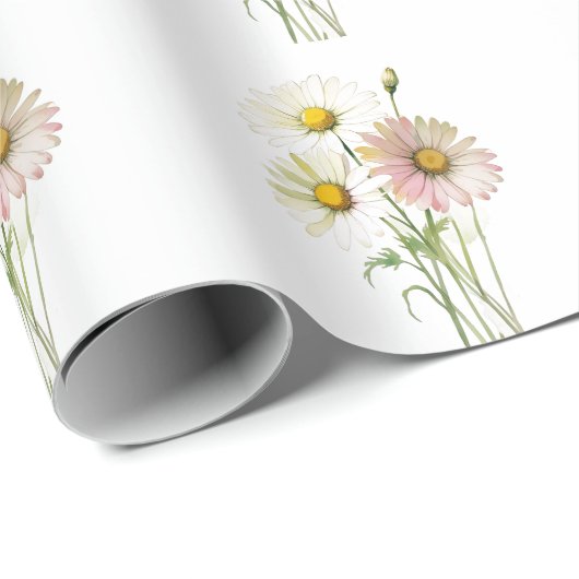 Daisy Waterverf Flower Modern Professional Cadeaupapier (Rol Hoek)