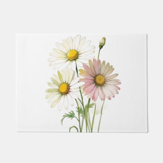 Daisy Waterverf Flower Modern Professional Deurmat (Voorkant)