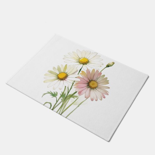 Daisy Waterverf Flower Modern Professional Deurmat (Schuin)