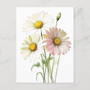 Daisy Waterverf Flower Modern Professional Feestdagenkaart