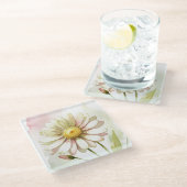 Daisy Waterverf Flower Modern Professional Glazen Onderzetter (Schuin)