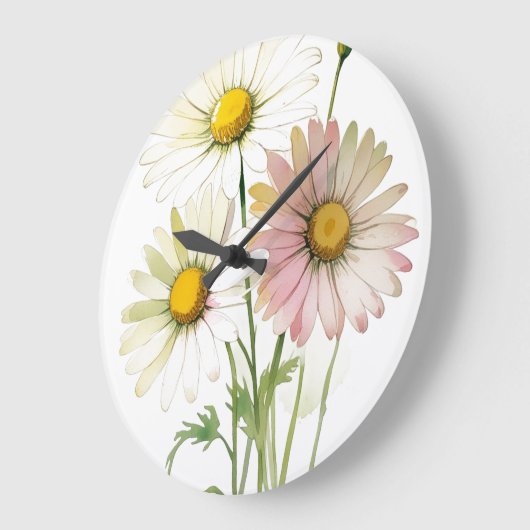 Daisy Waterverf Flower Modern Professional Grote Klok (Hoek)
