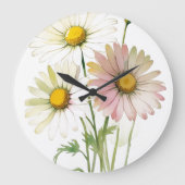 Daisy Waterverf Flower Modern Professional Grote Klok (Voorkant)