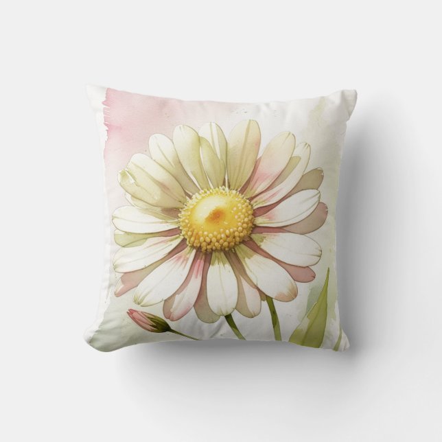 Daisy Waterverf Flower Modern Professional Kussen (Voorkant)