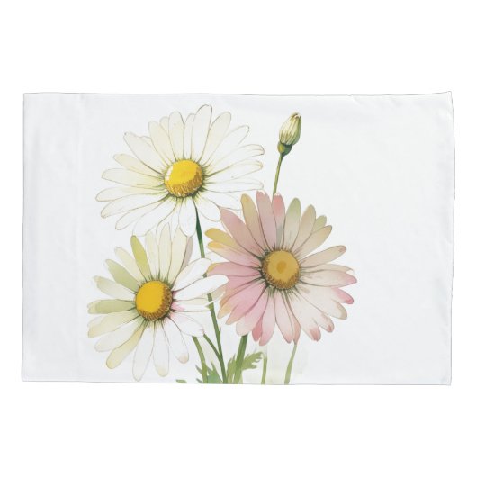 Daisy Waterverf Flower Modern Professional Kussensloop (Achterkant)