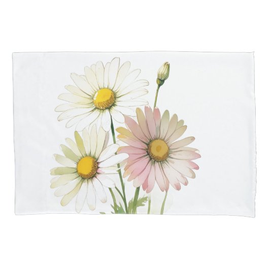 Daisy Waterverf Flower Modern Professional Kussensloop (Voorkant)