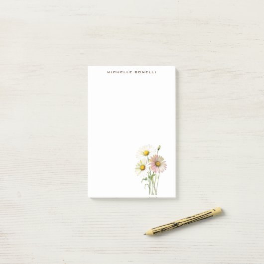 Daisy Waterverf Flower Modern Professional Post-it® Notes (Op bureau)
