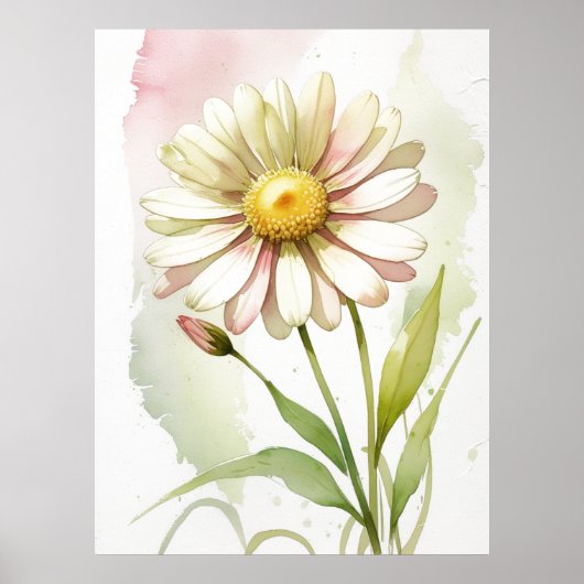Daisy Waterverf Flower Modern Professional Poster (Voorkant)