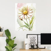Daisy Waterverf Flower Modern Professional Poster (Thuiskantoor)