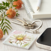 Daisy Waterverf Flower Modern Professional Sleutelhanger (Voorkant Rechts)