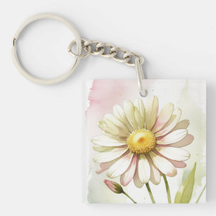 Daisy Waterverf Flower Modern Professional Sleutelhanger
