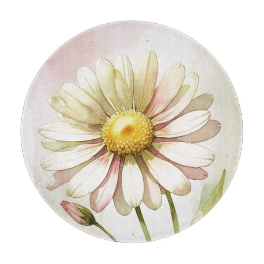 Daisy Waterverf Flower Modern Professional Snijplank (Voorkant)