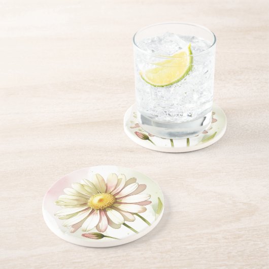 Daisy Waterverf Flower Modern Professional Zandsteen Onderzetter (Zijkant)