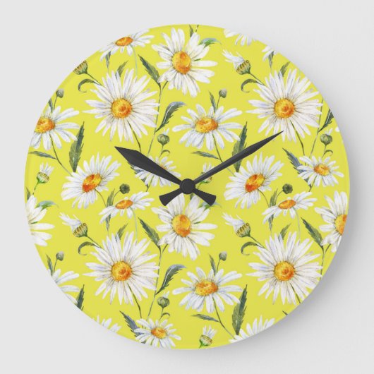 Daisy waterverf, geel naadloos patroon. grote klok (Voorkant)