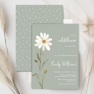 Daisy waterverf minimalistisch baby shower kaart