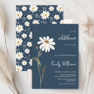 Daisy waterverf minimalistisch baby shower kaart