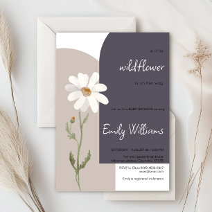 Daisy waterverf minimalistisch baby shower kaart