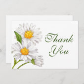 Daisy Waterverf Summer White Floral Bedankkaart (Voorkant / Achterkant)