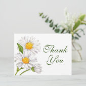 Daisy Waterverf Summer White Floral Bedankkaart (Staand voorkant)