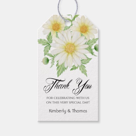 Daisy Waterverf Wedding Favor Gift Labels Cadeaulabel (Voorkant)