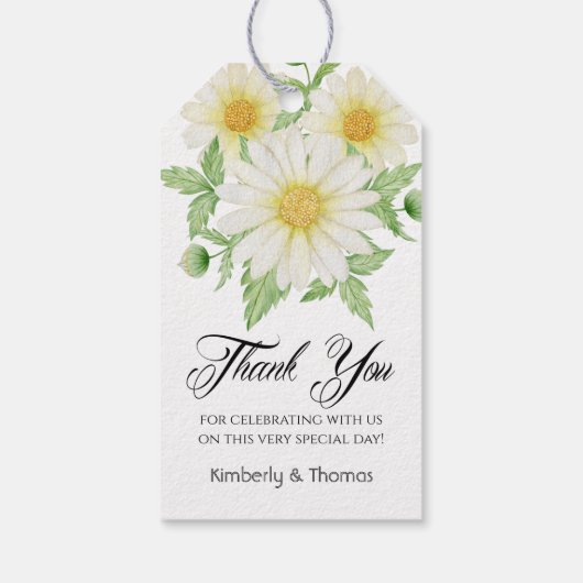 Daisy Waterverf Wedding Favor Gift Labels Cadeaulabel (Achterkant)