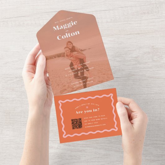 Daisy Wedding All in één uitnodiging (Afscheurbaar)