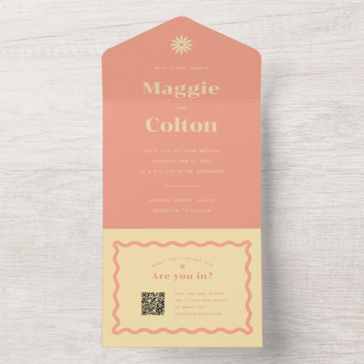 Daisy Wedding All in één uitnodiging (Binnen)