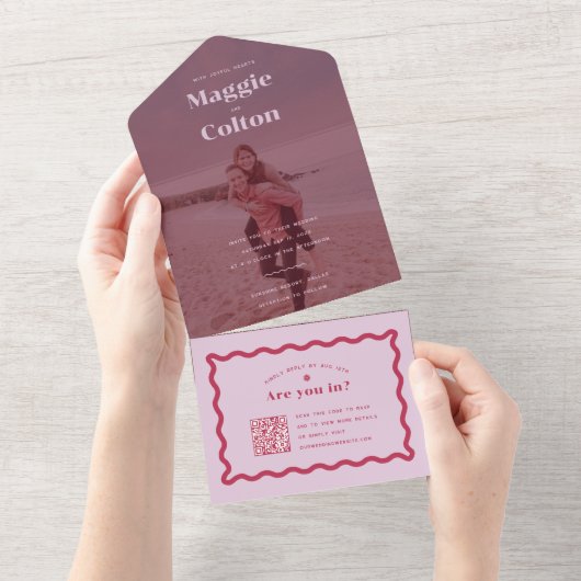 Daisy Wedding All in één uitnodiging (Afscheurbaar)