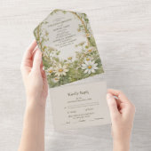 Daisy Wedding Art Nouveau All In One Uitnodiging (Afscheurbaar)