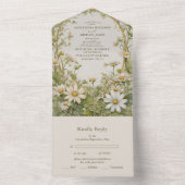 Daisy Wedding Art Nouveau All In One Uitnodiging (Binnen)