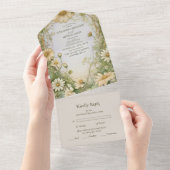 Daisy Wedding Art Nouveau All In One Uitnodiging (Afscheurbaar)