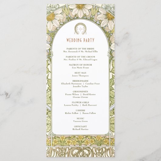 Daisy Wedding Art Nouveau door Mucha Programmakaart (Achterkant)