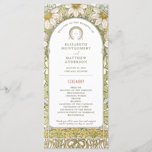  Daisy Wedding Art Nouveau door Mucha Programmakaart (Voorkant)