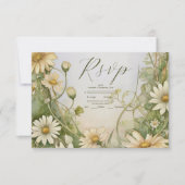  Daisy Wedding Art Nouveau RSVP Kaartje (Voorkant)