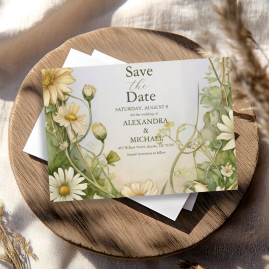  Daisy Wedding Art Nouveau Save The Date