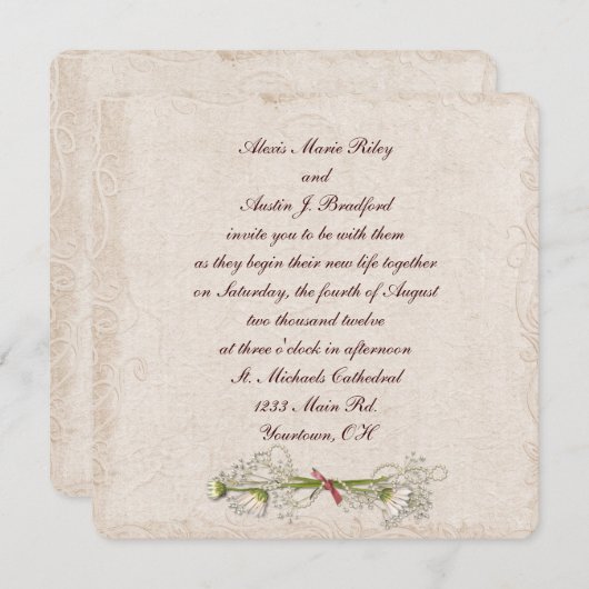 Daisy Wedding Elegance Kaart (Voorkant / Achterkant)