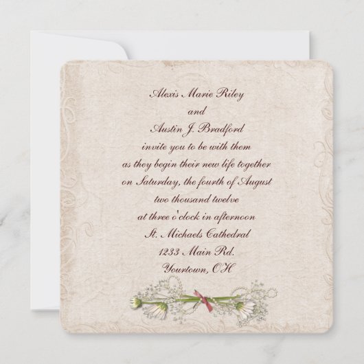 Daisy Wedding Elegance Kaart (Voorkant)