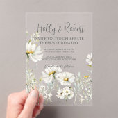 Daisy Wedding Foto QR-code Acryl Uitnodigingen (Insitu (Draagbaar))