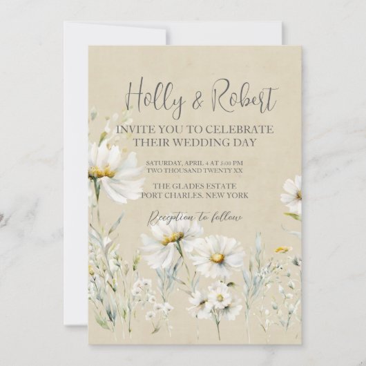 Daisy Wedding Foto QR-code Kaart (Voorkant)