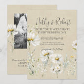Daisy Wedding Foto QR-code Kaart (Voorkant / Achterkant)