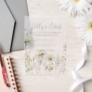 Daisy Wedding Foto QR-code Vellum Uitnodigingen