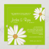 Daisy Wedding Invitation Flower White kalme green Kaart (Voorkant / Achterkant)