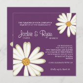 Daisy Wedding Invitation Flower White paars Kaart (Voorkant / Achterkant)