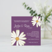 Daisy Wedding Invitation Flower White paars Kaart (Staand voorkant)