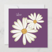 Daisy Wedding Invitation Flower White paars Kaart (Achterkant)